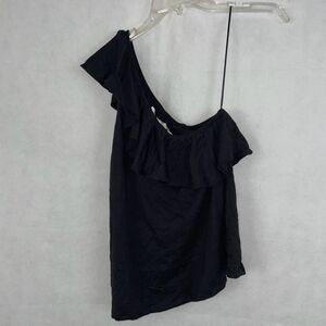 H&M LOGG Black One Shoulder Floral Sleeveless Top Size S NWT